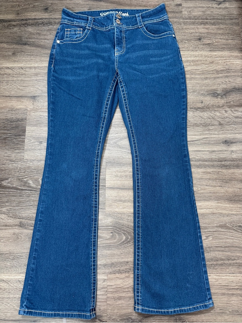 Copper Flash Curvy Bootcut Jeans Size 8 Dark Wash Stretch Y2K Denim